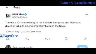 Power issues Delay BART Trains between Lake Merritt & 12th Dispatch Audio Left/Right 8-17-2024