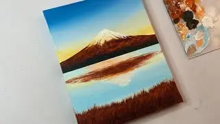 Mountain painting tutorial/acrylic painting for beginners tutorial/step by step sunset painting