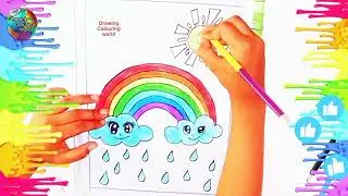 How to Draw a Rainbow | Easy Rainbow Drawing Tutorial for Beginners|drawing colouring world
