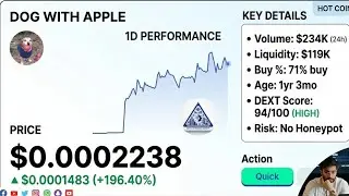 DOG WITH APPLE UP 196%! DEXT Score 94, 1-Year-Old Project – Blue Chip Meme Coin? 🐕🍎🚀