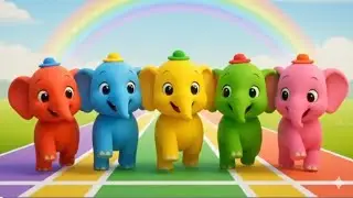 Five Colorful Elephants 🐘🌈 | Learn Colors Song for Kids | Fun 3D Cartoon for Toddlers