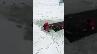 Ćwiczenia PSP na zamarzniętym jeziorze Trzesiecko #ratowanie #emergency