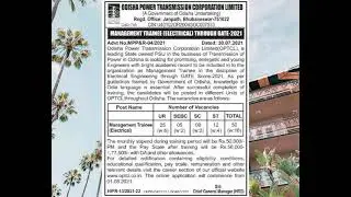 Job vacancy in OPTCL for Management Trainee