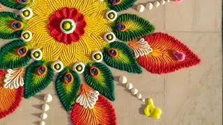 Beautiful Colourful Rangoli Design | Easy Flower Rangoli for Festivals | Diwali Special 🌸✨#rangoli 