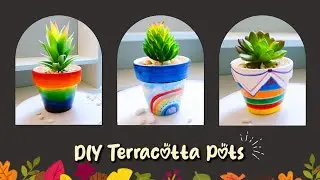 DIY - Flower Pots Painting with acrylic | Easy way to refresh your workspace with Terracotta Pots
