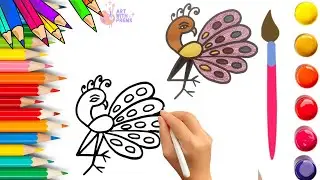 How To Draw cute Peacock Drawing, Painting & Coloring For Kids & Toddlers_🌈🎨