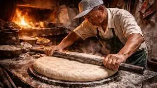 ASMR Giant Chinese Flatbread | Pressed with Iron Bars & Steel Balls in a Rural Village