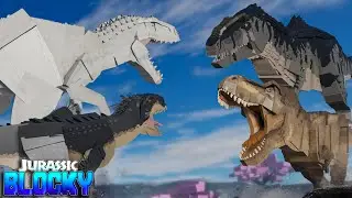 Jurassic Blocky Indominus Rex & Scorpios Rex VS T-Rex & Giganotosaurus