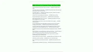 DMV Drivers License Test Verified 20245