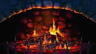 Christmas Night with Fireplace 8 HOURS || Relaxing Burning Fireplace & Crackling Fire Sounds