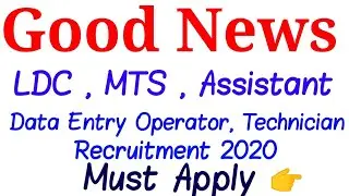 Data Entry Operator,MTS, Assistant, Technician Recruitment 2020| Special Education