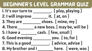 Beginners Level English Grammar Quiz #5
