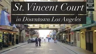 Drone footage through St. Vincent Court, downtown LA
