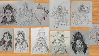 11 Durga Mata drawing|Durga maa pencil sketch|Navratri drawing|#durgapuja#durgamata#durgamaa#drawing