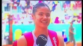 Emma Raducanu after match interview with Prime