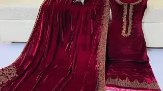 Pure 9k micro velvet dmc stone work shirt dupatta 2 piece dress 👗❤️03336460903