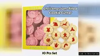 Christmas Cookie Cutter Set 8-Piece 3D Stamps Gingerbread Santa Tree Snowman Bells Snowflakes Baking