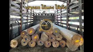 👉🏻พามาดู เสาปั่นกลม ไม้แดง ไม้เต็ง ขนาด 9x9 นิ้ว ยาว 4 เมตร จำนวน 24 ต้น ส่งงานบูรณะวัดครับ 🙏