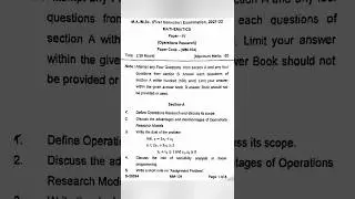 SDSUV 2021-22 Operations Research Question paper#shorts#trending#sdsuv MSc.1st sem playlist link👉