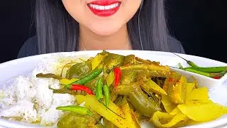 EATING GREEN PAPAYA BEEF STEW RICE PLATTER Khmer Food ASMR MUKBANG (Real Eating Sounds) ASMR Phan 먹방