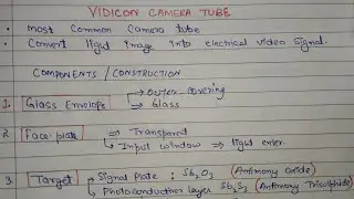 Components of vidicon camera tube| handwritten Short notes| AIIMS, competitive exams