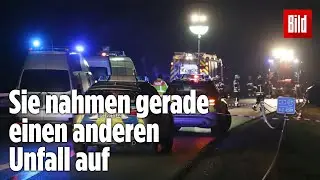 Auto erfasst zwei Polizisten auf der A6 – Beamte schweben in Lebensgefahr