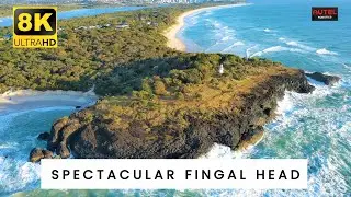8K Spectacular FINGAL HEAD, Australia - cinematic aerial drone tour footage