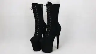 Sorbern Black Pole Dance Boots For Women Stripper Heels Exotic Dancer Shoe 8 In