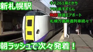【北海道ドル箱路線の朝ラッシュ！】千歳線 新札幌駅 7時30分～8時30分の朝ラッシュ！【とかち・すずらん・特別快速エアポート・・・】
