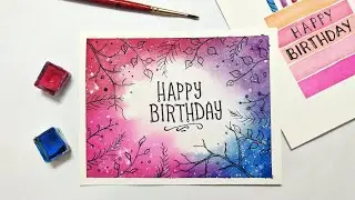 Easy watercolor BIRTHDAY CARD tutorial for beginners PART 5 | How to paint a colorful gradient