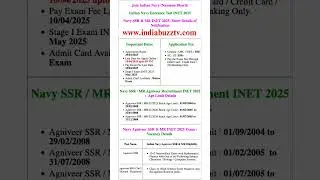 Navy Agniveer SSR / MR INET 2025 Online Form #agniveer #sarkarunaukari #agnipathrecruitment #job