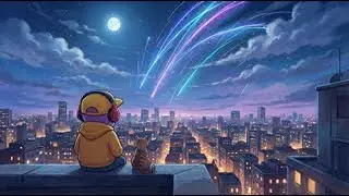 📚 Study & Sleep Background Music 🎧 Calm Lofi Hip Hop on a Rooftop