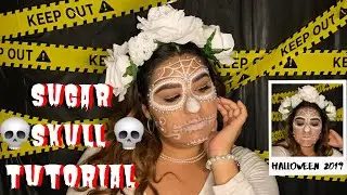 CLASSIC SUGAR SKULL 💀 HALLOWEEN TUTORIAL (simple) + DIY Flower Crown | Andrea Requena