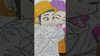 K-pop Demon Hunters 💜 Coloring Rumi & Zoey✨#animation #art #kpop #drawing #diy #trending
