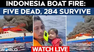 Indonesia News Today | Indonesia Boat Accident | Passengers Jump Into Sea As Fire Engulfs Ferry