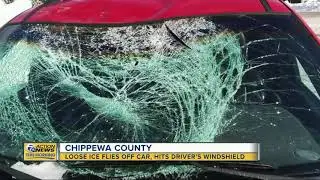 Loose ice flies off car, hits driver's windshield in northern Michigan