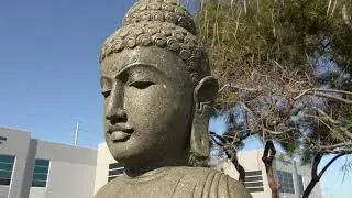 Tall Stone Standing Buddha Garden Statue Hand Carved in Indonesia, www.lotussculpture.com
