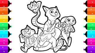 Zootopia 2 Coloring Pages | How to Color Nick Wilde, Nibbles, Gary De Snake & Judy Hopps