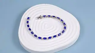 FANCIME Sterling Silver Created Turquoise Tennis Bracelet December Birthstone Bracelet Ova