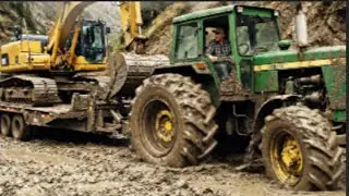 Dangerous Mountain Rescue! Heavy Tractor Carrying Broken Excavator on Mountains | Epic Rescue Story