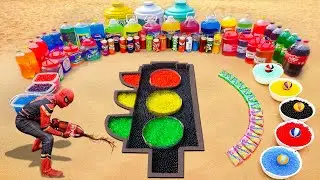 How to Make Traffic Lights with Big Orbeez,  Giant Balloons of Sodas, Fanta, Coca Cola vs Mentos