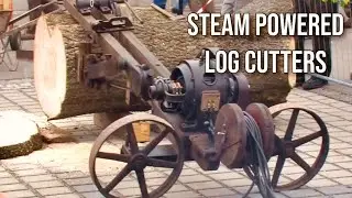 Steam Tractor Log Cutter in Action | Vintage Machinery, Belt-Driven Saw, Steam Power, Woodwork Skill