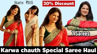 karwa chauth saree haul | red saree haul | red silk saree haul | chiffon & georgette saree haul