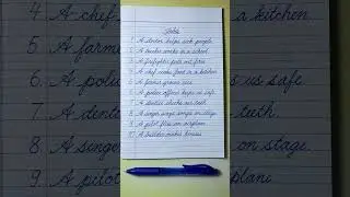 Cursive writing practice | 10 Simple English Sentences about Jobs | Cursive handwriting practice
