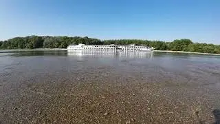 Receding water when ship passes me on the Danube River. #danube #ship #nature