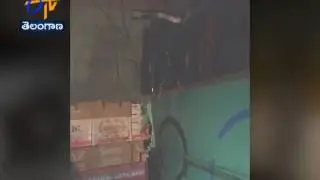 RTC Bus Rams into A Lorry in Nizamabad | 10 Injured