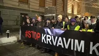 Protesters in Serbia denounce an alleged government crackdown on opposition parties