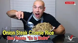 Arroz Con Steak, Cebolla y Queso - Receta
