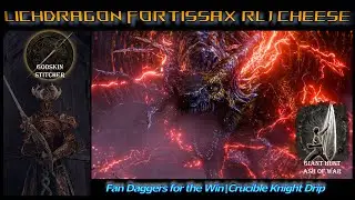 Elden Ring - Lichdragon Fortissax Giant Hunt and Fan Daggers Cheese [RL1|No Damage]