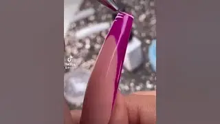 Hot Pink French Dip with Blue Zeebra Stripes 🦓💅🏽 Super Bright Nail Art #nails